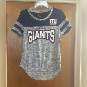NFL Team Apparel Women’s New York Giants Blue and White Short Sleeve Top